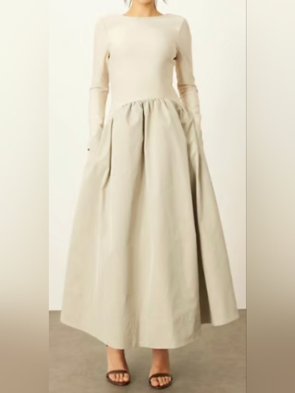 Arrange Elegant Cream Maxi Skirt - Women's Full A-Line Skirt